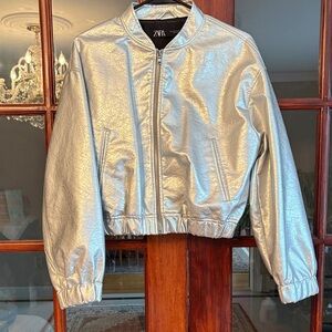 Zara Metallic Silver Jacket
